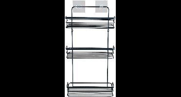 Wicotex - Doucherek 3 laags Rechtmodel – Metaal - Zwart - Met 2 Sterke plakstrippen - Doucherek zonder boren - Doucherekjes