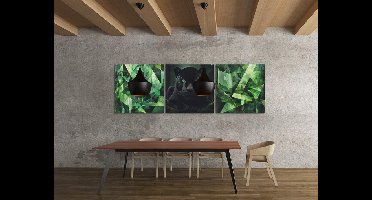 Panter Drieluik Schilderij – Modern Canvas Wanddecoratie – 3-Delige Panther Kunst - 3x30x30 cm