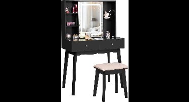 ApexArte® Make Up Tafel met Spiegel - Kaptafel - Voor Vrouwen & Meisjes - Zwart