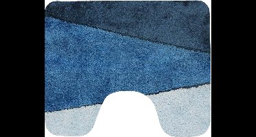 Dutch House Toiletmat Dijon - WC Mat 60x50cm - Blauw - Antislip - Toiletmat met uitsparing - Badkamer Mat - WC Mat - Snel Absorberend - Snel Drogende Toiletmat