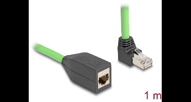 Delock RJ45 Network Extension Cable Cat.6A plug upwards angled to jack SF/UTP suitable for drag chains PUR (TPU) 1 m green