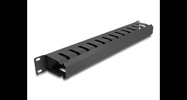 Delock 19″ Cable Management Routing Panel with brush and 2 openings 1U black