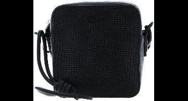 LACOSTE Leren Schoudertas Avondtas Chantaco Square Crossover Bag Noir Zwart