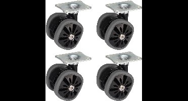 Dörner + Helmer vierkante design dubbele wielen, hoogwaardige wielen voor meubels, stabiliteit op alle vloeren, inclusief montageplaat, innovatief design