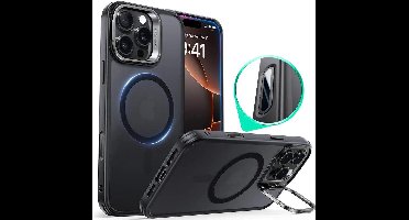 ESR Hoesje Geschikt voor Apple iPhone 16 Pro Max - Classic Hybrid HaloLock - Compatibel met MagSafe / Qi2 en ESR HaloLock - Back Cover - Camera Kickstand - Cameraregelaar Control Knop - Frosted Zwart