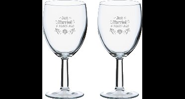 Gegraveerde set wijnglazen 24,5cl Just Married 6 year ago
