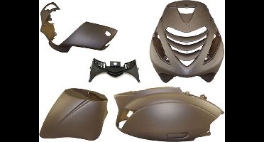 Kappenset Piaggio Zip 2000 Mat Bruin met SP voorscherm + Ledverlichting 6 delig