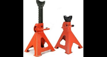 Perel Set met 2 verstelbare assteunen, 2 stuks, draagvermogen 2 ton per steun, in hoogte verstelbaar van 135 tot 430 mm, stevig staal met veiligheidspin, geschikt voor auto-onderhoud en werkplaats