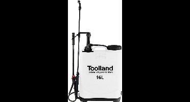 Toolland Rugsproeier met sproeilans, draagriem, niveau-indicator en 3 sproeikoppen, ideaal om planten water te geven of ongedierte te bestrijden, maximale inhoud 16 liter, wit/zwart