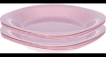 Plasticforte Verjaardag/kinderen/camping borden - 8x stuks - Dia 21 cm - roze - kunststof - onbreekbaar