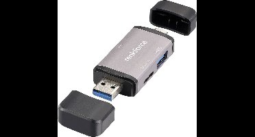 Renkforce RF-CR-480 Externe geheugenkaartlezer USB-A, USB-C Aluminium-grijs