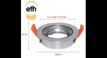 ETH Hugo Inbouwspot GU10 50mm max 50w kantelbaar staal dia 85mm h22mm + GU10 fitting