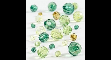 Glaskralen - Hobbykralen - Glasbeads - Sieraden Maken - Mix Groen Glitter - Afm. 4-12mm - Gatgrootte: 1, 2, 5mm - Creotime - 45 stuks