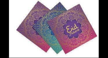 Wefiesta - Set 20 papieren servetten 'Eid Mubarak Gold' (33 x 33 cm)