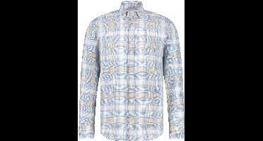State Of Art Overhemd Linnen Ruit Blauw - Maat XL - Heren - Overhemden Casual