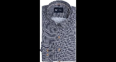 Suitable Overhemd Print Donkerblauw - Maat 39 - Heren - Casual Shirt