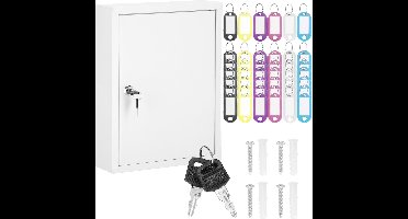 Springos Sleutelkluis - Sleutelkast - Sleutelbox - 42 Haken - 35 x 27 x 8 cm - Wit