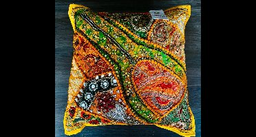 Kussens woonkamer - kussenhoes 40 x 40 cm - kussensloop - sierkussens - cushion cover - katoensilk - Kussenhoesjes - 2 stuks - etnisch Indiaas - borduurwerk - embroidery