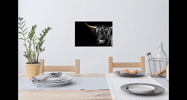 Muurstickers - Sticker Folie - Schotse hooglander - Goud - Vacht - Dieren - Koe - 30x20 cm - Plakfolie - Muurstickers Kinderkamer - Zelfklevend Behang - Zelfklevend behangpapier - Stickerfolie