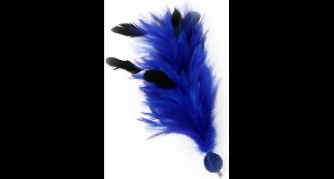 Verenpluim blauw 30 cm buigbaar met speld en clip