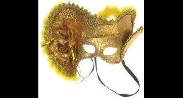Venetiaans Dames Masker - Met Hoed - Goud