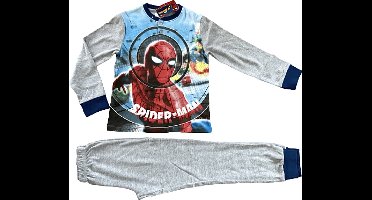 Marvel Spiderman Pyjama - Lange mouw - Dik Katoen - Grijs - Maat 128 (8 jaar)