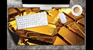 Bureau onderlegger - Gouden Staven Opgestapeld - 80x40 cm - 2 mm Dik - Bureau mat Vinyl
