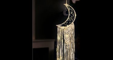 Moses dromenvanger Macramé maan met verlichting