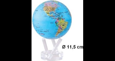 Mova wereldbol op zonne energie Ø 11,5 cm - Blauw met staatkundige kaart (BOE)