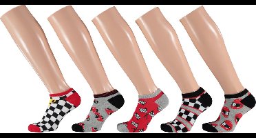 Apollo - Jongens sneakersokken - Grijs/Rood -10-Pak - Maat 27/30 - Enkelsokken jongens - Sneakersokken kinderen