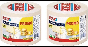 Set van 6x stuks afplaktape/schilderstape voordeelset 30 mm x 50 m - Verf afplakband/tape - Maskeertape - Tesa Masking tape