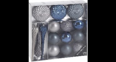 Snowflake - Kerstballenset - 15 delig Blauw