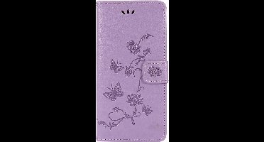 Shop4 - Samsung Galaxy A11 Hoesje - Wallet Case Vlinder Patroon Paars