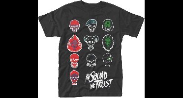 DC Comics Suicide Squad Heren Tshirt -XL- In Squad Faces Zwart