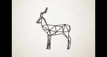 Line Art - Rendier Hert 4 - XS - 30x25cm - Zwart - geometrische wanddecoratie