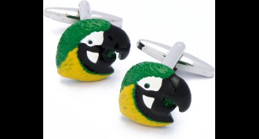 Manchetknopen - Papegaaienhoofd Geel Groen Zwart