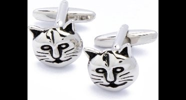 Manchetknopen - Kattenhoofd Poes Zilverkleurig