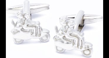 Manchetknopen - Scooter met Mensen Zilverkleurig