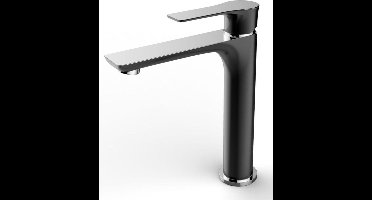 Wiesbaden Casma Wastafelkraan - Hoge uitloop - Zwart / Chroom