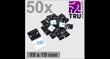 TRU COMPONENTS T24CA066 Bevestigingssokkel Zelfklevend, Schroefbaar TC-12888536 4-voudige invoeging Zwart 50 stuk(s)