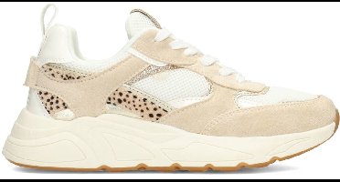 POSH by Poelman CARO Dames Sneakers - Wit met beige combinatie