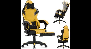 Huzaro Force 3.7 Yellow – ergonomische gamestoel met voetsteun, kantelfunctie en kussens voor nek en rug