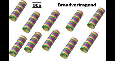 50x Brandvertragende Serpentine rollen gekleurd - papier - Brand vertragend Versiering Carnaval Decoratie Optocht Serpetine Feest