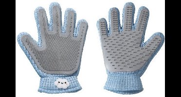 1 stuk - handschoen - Massagehandschoen - Statische haarverwijderingshandschoen - Voor het verwijderen van dierenharen van meubels en kleding - Geschikt voor katten en honden - Ontworpen voor de rechterhand - 16 x 24 cm - Blauw en groen