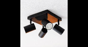 HOFTRONIC - Lark LED Plafondlamp vierkant 4 Lichts - Modern - GU10 Fitting - Zwart - IP20 - plafondspot 4 lichts - Kantelbaar & Draaibaar - Voor hal, woonkamer, slaapkamer en zolder - Rond