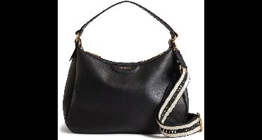 Ted Baker Leren schoudertas Esiah Webbing Slouchy Hobo Bag Black zwart