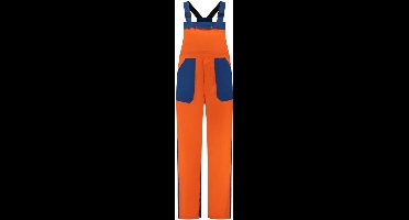 Tuinbroek polyester/katoen oranje-korenblauw maat 128