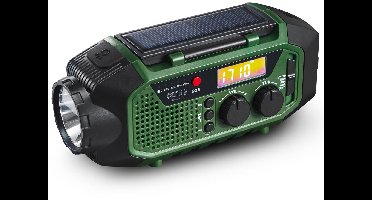 Noodradio op Zonne-energie – Bluetooth 5.0 – Powerbank 4000 mAh – Solar powerbank - Radio op batterijen - FM/AM/SW – Dynamo & USB-C – Zaklamp – SOS Functie – Zwart - Camry CR 1919