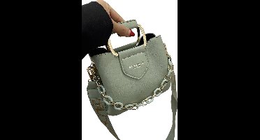 Mini Bucket Bag Dames - Metalen Ketting Decoratie - Letter Graphic - Business Casual Schoudertas - Groen