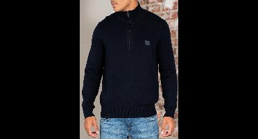 BOSS Kanobix Half Zip Trui Donkerblauw - Maat L - Heren - Quarter zip